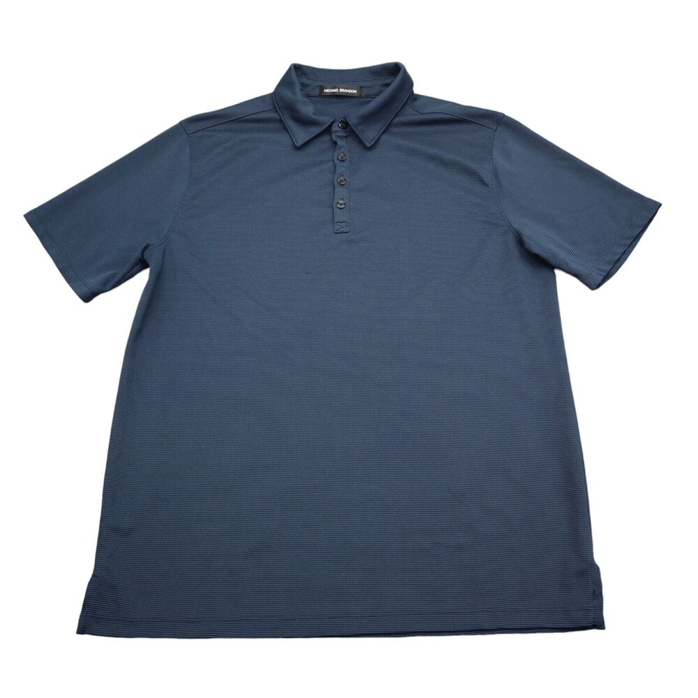Michael Brandon Shirt Mens M Blue Plain Chest Button Short Sleeve Collared Top